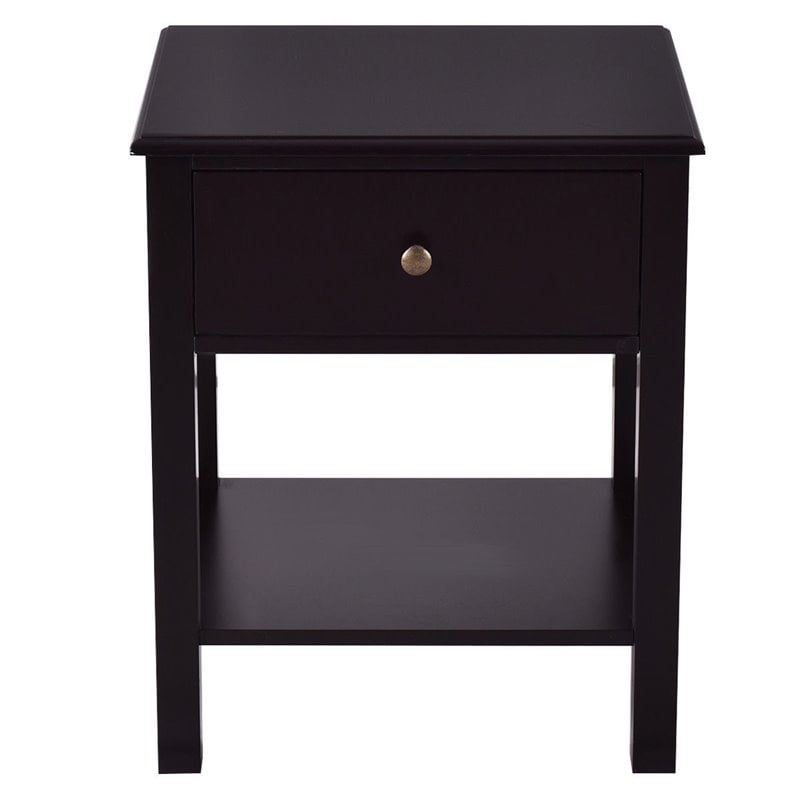 Costway Contemporary MDF Wood Nightstands in Brown (Set of 2)