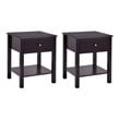 Costway Contemporary MDF Wood Nightstands in Brown (Set of 2)