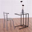 Costway Contemporary Glass and Steel Side End Table in Black (Set of 2)