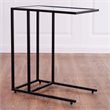 Costway Contemporary Glass and Steel Side End Table in Black (Set of 2)