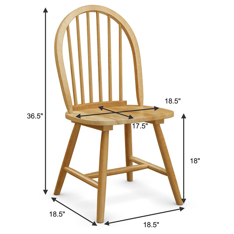Costway Contemporary Wood Windsor Chairs in Natural (Set of 4)