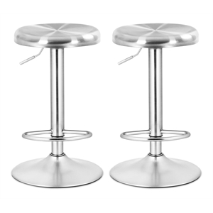 Costway Contemporary Stainless Steel Swivel Bar Stools in Silver (Set of 2)