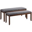Costway Rubber Wood Upholstered Padded Dining Bench in Brown (Set of 2)