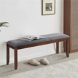 Costway Rubber Wood Upholstered Padded Dining Bench in Brown (Set of 2)