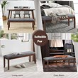 Costway Rubber Wood Upholstered Padded Dining Bench in Brown (Set of 2)