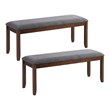 Costway Rubber Wood Upholstered Padded Dining Bench in Brown (Set of 2)