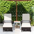 Costway 2 Pieces Rattan Chaise Lounge Chair with Armrest & Pillow in Brown/White