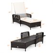 Costway 2 Pieces Rattan Chaise Lounge Chair with Armrest & Pillow in Brown/White