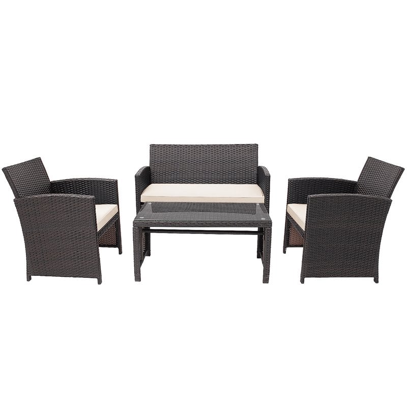 Costway 8 Pieces Rattan Patio Furniture Set with Cushion in White/Brown