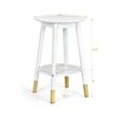 Costway Round Contemporary Engineered Wood Side Tables in White (Set of 2)