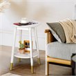 Costway Round Contemporary Engineered Wood Side Tables in White (Set of 2)