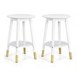 Costway Round Contemporary Engineered Wood Side Tables in White (Set of 2)