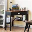 Costway Contemporary Pine and MDF Corner Computer Desk in Coffee