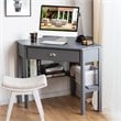 Costway Contemporary Pine and MDF Corner Computer Desk in Gray