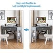 Costway Contemporary Pine and MDF Corner Computer Desk in Gray