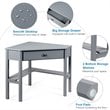 Costway Contemporary Pine and MDF Corner Computer Desk in Gray