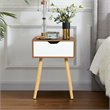 Costway Contemporary MDF and Solid Wood Nightstands in Walnut (Set of 2)