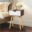 Costway Contemporary MDF and Solid Wood Nightstands in Walnut (Set of 2)