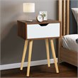 Costway Contemporary MDF and Solid Wood Nightstands in Walnut (Set of 2)