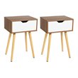 Costway Contemporary MDF and Solid Wood Nightstands in Walnut (Set of 2)