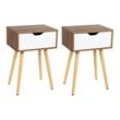 Costway Contemporary MDF and Solid Wood Nightstands in Walnut/White (Set of 2)