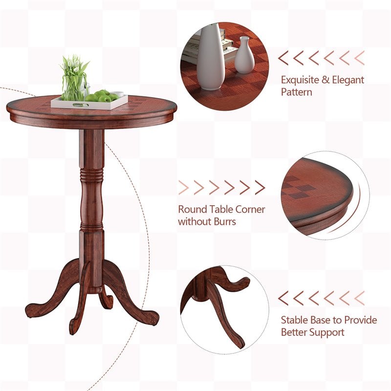Costway 5 Pieces Wood Pub Table Set with 4 Bar Stools in Brown