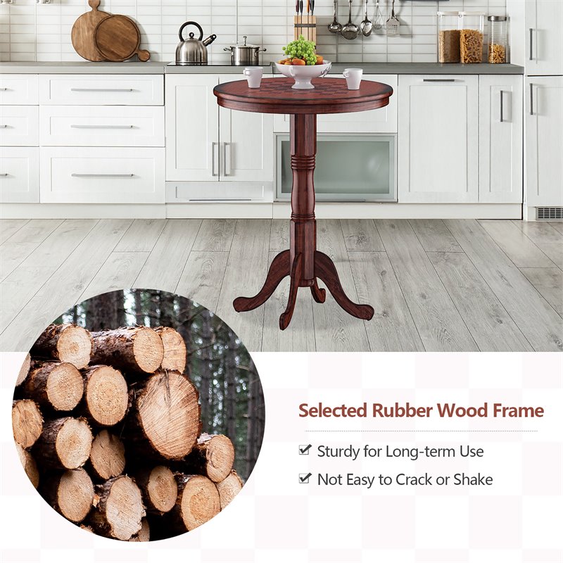 Costway 5 Pieces Wood Pub Table Set with 4 Bar Stools in Brown