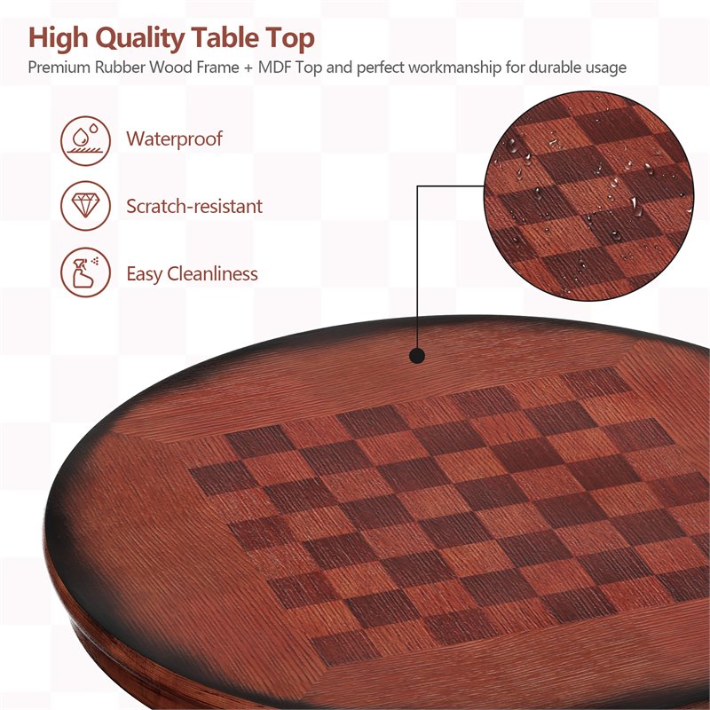 Costway 5 Pieces Wood Pub Table Set with 4 Bar Stools in Brown