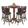 Costway 5 Pieces Wood Pub Table Set with 4 Bar Stools in Brown