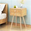 Costway MDF and Wood Nightstands with 2 Drawers in Natural (Set of 2)