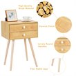 Costway MDF and Wood Nightstands with 2 Drawers in Natural (Set of 2)