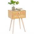 Costway MDF and Wood Nightstands with 2 Drawers in Natural (Set of 2)