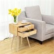 Costway MDF and Wood Nightstands with 2 Drawers in Natural (Set of 2)