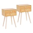 Costway MDF and Wood Nightstands with 2 Drawers in Natural (Set of 2)