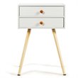 Costway MDF and Wood Nightstands with 2 Drawers in White (Set of 2)