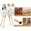 Costway MDF and Wood Nightstands with 2 Drawers in White (Set of 2)