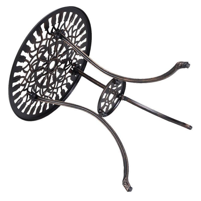 Costway Tulip Design Cast Aluminum Metal Patio Bistro Set in Antique Copper