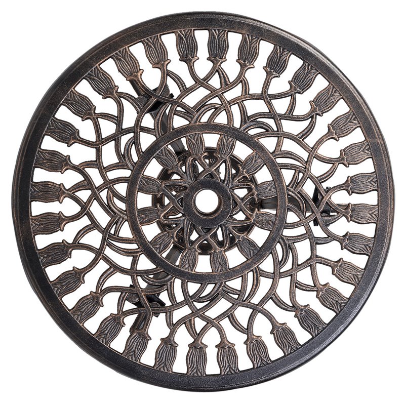 Costway Tulip Design Cast Aluminum Metal Patio Bistro Set in Antique Copper