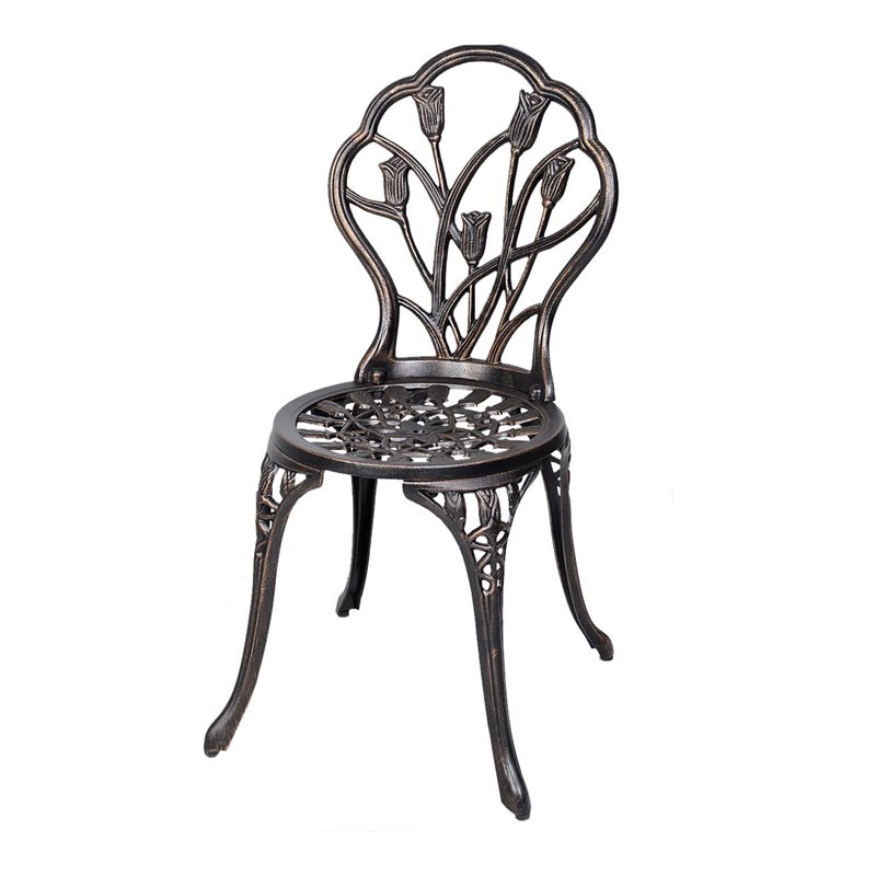 Costway Tulip Design Cast Aluminum Metal Patio Bistro Set in Antique Copper