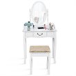 Costway Paulownia Vanity Table Set with Makeup Desk and Chair in White