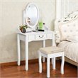 Costway Paulownia Vanity Table Set with Makeup Desk and Chair in White