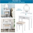 Costway Paulownia Vanity Table Set with Makeup Desk and Chair in White