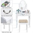 Costway Paulownia Vanity Table Set with Makeup Desk and Chair in White