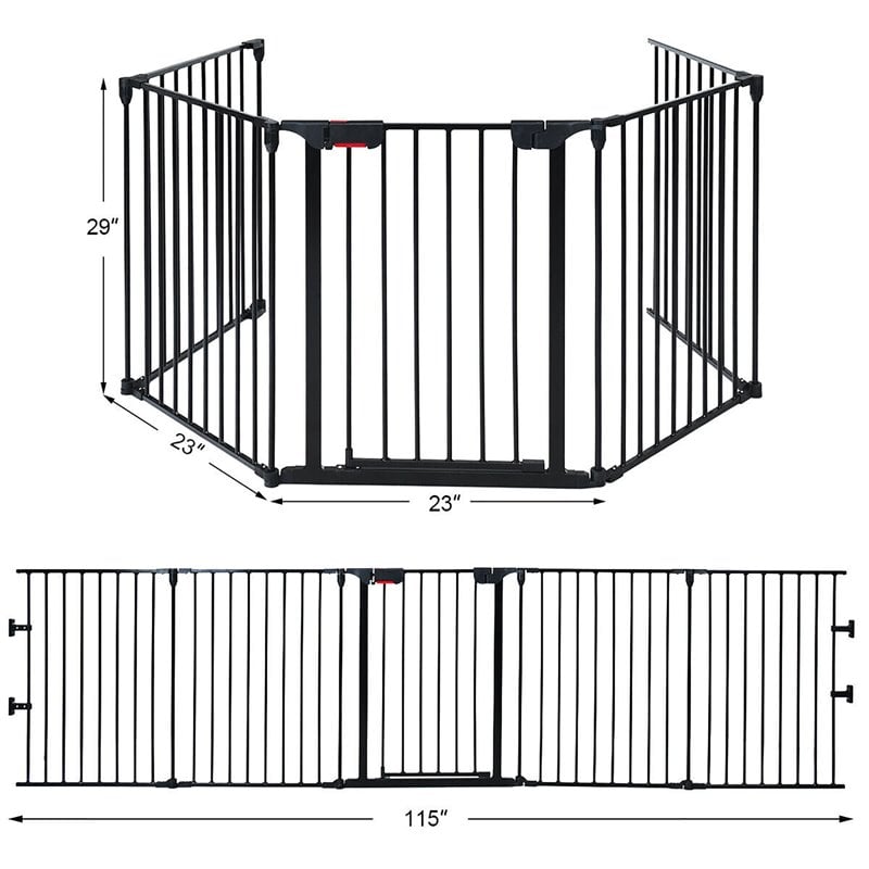 Costway Steel Fireplace Safety Fence Hearth Gate in Black Finish