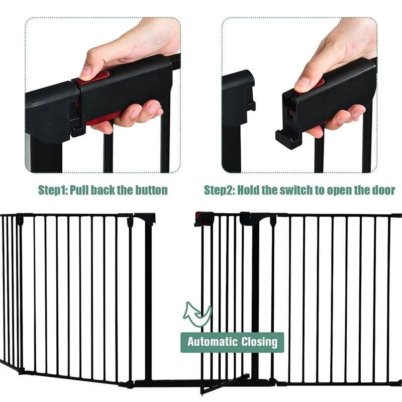 Costway Steel Fireplace Safety Fence Hearth Gate in Black Finish