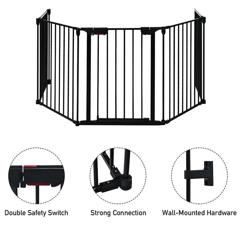 Costway Steel Fireplace Safety Fence Hearth Gate in Black Finish