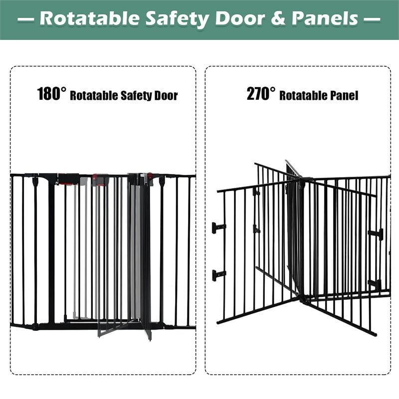 Costway Steel Fireplace Safety Fence Hearth Gate in Black Finish
