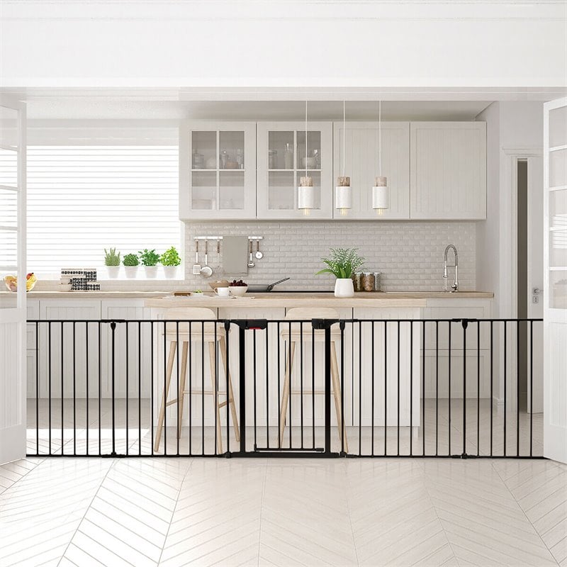 Costway Steel Fireplace Safety Fence Hearth Gate in Black Finish