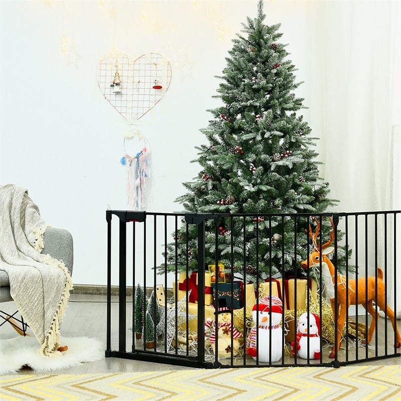 Costway Steel Fireplace Safety Fence Hearth Gate in Black Finish