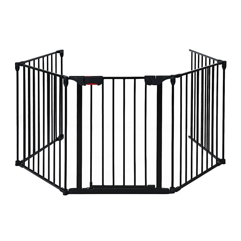 Costway Steel Fireplace Safety Fence Hearth Gate in Black Finish